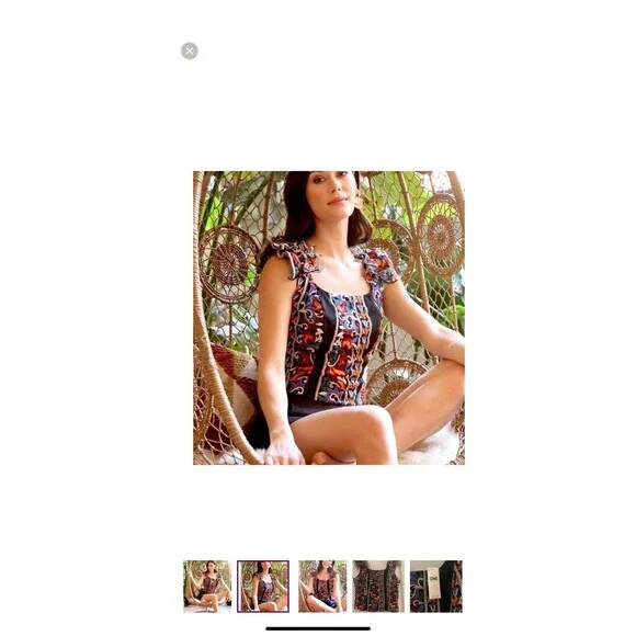 Anthropologie Eva Franco Embroidered Corset Top for Women Medium Multicolored - Picture 10 of 16